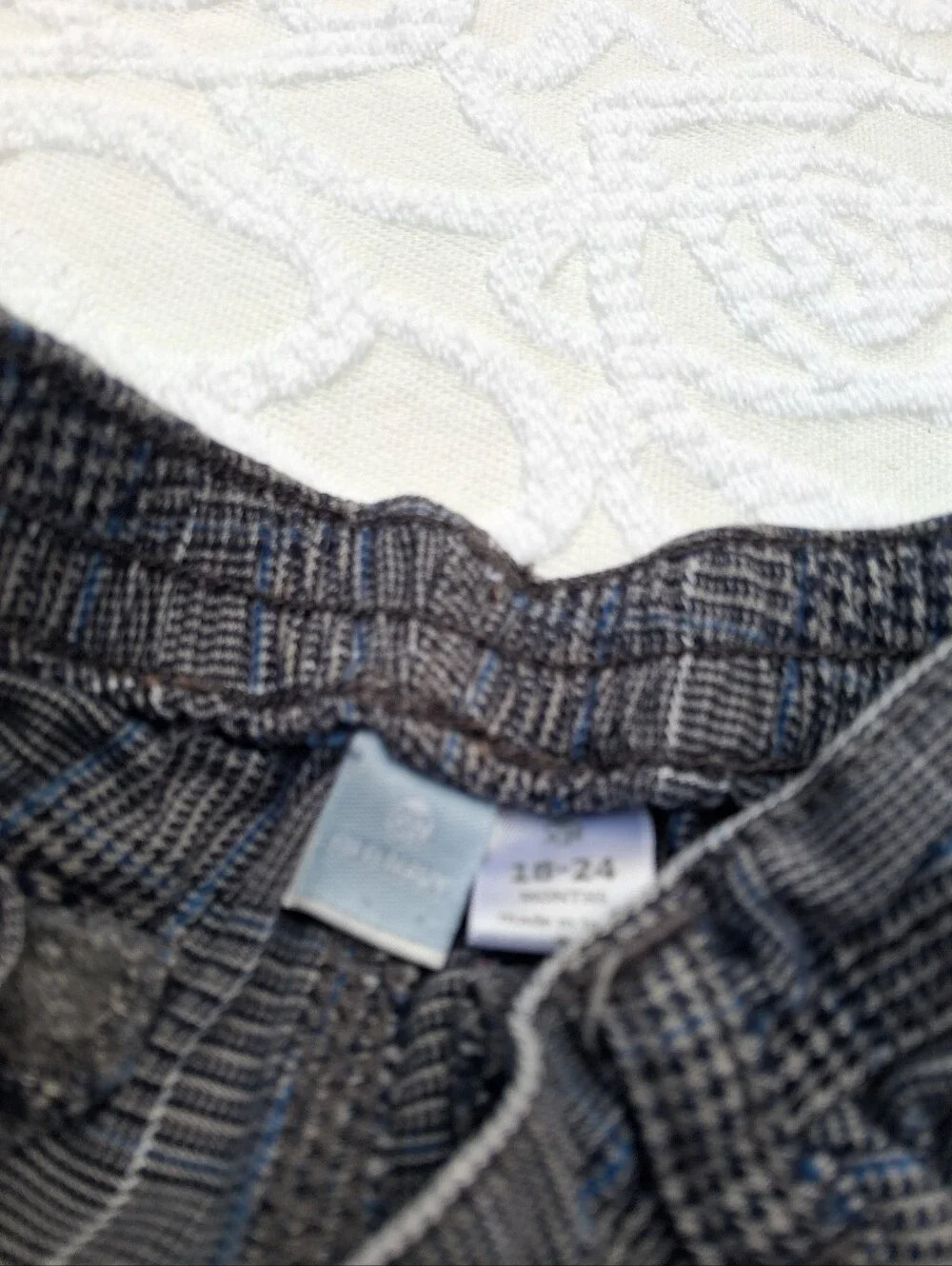 Old Navy Gray Plaid Cargo Pants with Blue Windowpane Size 18-24m